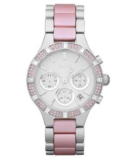 DKNY Watch, Womens Chronograph Stainless Steel and Pink Aluminum