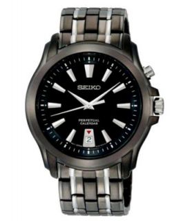 Seiko Watch, Mens Black Ion Plated Stainless Steel Bracelet 40mm