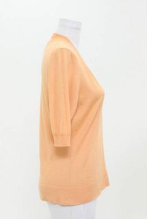 Marlowe Orange Cashmere Silk V Neck Top Size Large