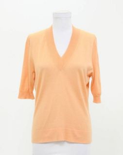 Marlowe Orange Cashmere Silk V Neck Top Size Large