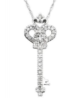 Diamond Necklace, Sterling Silver Diamond Heart Key Pendant (1/5 ct. t