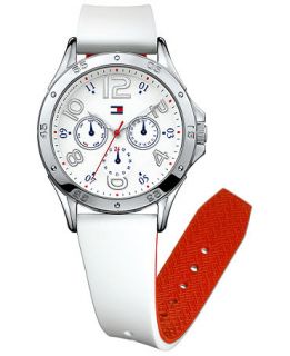 Tommy Hilfiger Watch, Womens Chronograph White Silicone Strap 40mm
