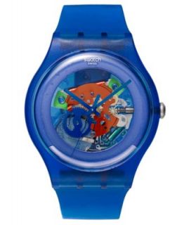 Swatch Watch, Unisex Swiss Indigo Lacquered Indigo Blue Silicone Strap