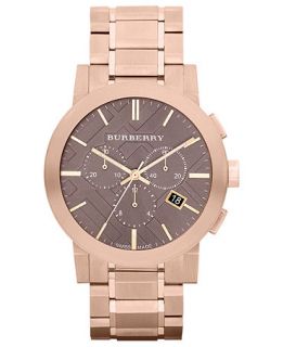 Burberry Watch, Mens Swiss Chronograph Rose Gold Ion Plated Stainless