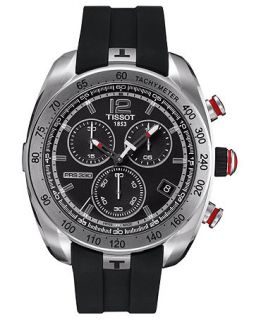 Tissot Watch, Mens Swiss Automatic Chronograph PRS330 Black Rubber