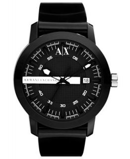 Armani Exchange Watch, Black Polyurethane Strap 44mm AX1239