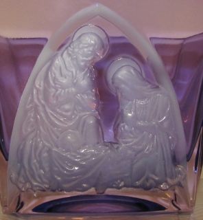 Lilac Purple Intaglio Nativity Vase Czech Crystal Telaflora Glass