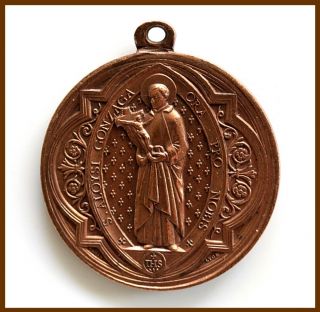 Vintage Copper Religious Medal ST. ALOYSIUS GONZAGA IMMACULATE MARY