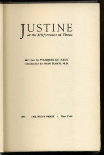 Marquis de Sade Justine or The Misfortunes of Virtue 1935 HC