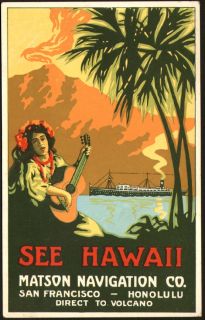 Postcard See Hawaii Matson Navigation Honolulu Volcano