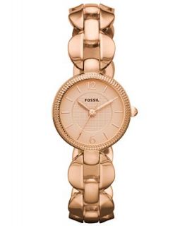 Fossil Watch, Womens Dress Rose Gold Ion Plated Stainless Steel Link
