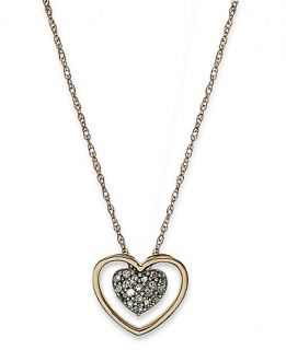 Diamond Necklace, 14k Rose Gold Pave Diamond Heart Pendant (1/10 ct. t