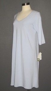 Eileen Fisher India Sky Organic Cotton Stretch Jersey V Neck Dress