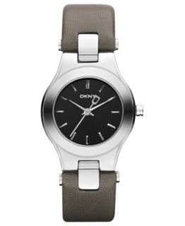 DKNY Watch, Womens Dark Gray Leather Strap 28mm NY8635
