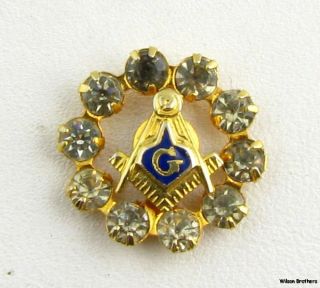 Masonic Vintage Blue Lodge Member Square & Compass Emblem Pin w