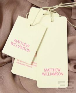 Matthew Williamson Light Brown Silk Pintuck Blouse Size 10 New