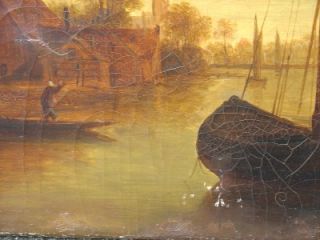 CENTURY DUTCH SUNSET CANAL PAINTING IN THE CIRCLE OF AERT VAN DER NEER