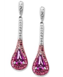 Kaleidoscope Sterling Silver Earrings, Pink Crystal Drop Earrings with