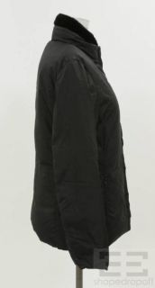MaxMara Black Nylon Quilted Sheared Nutria Down Coat Size US 4