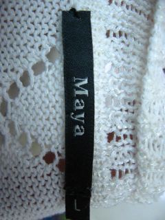 Maya White Cotton Crochet Wrap Sweater Cardigan L