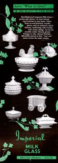 Imperial Milk Glass Hobnail Wagon Rooster Candy Dishes Original 1959