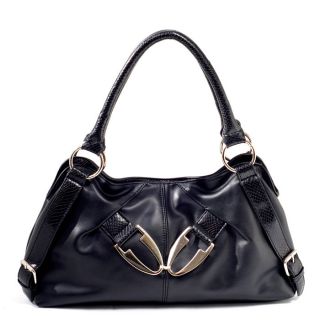 Azalea Snakeskin Embossed Faux Leather Handbag Black