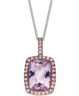 Sterling Silver Necklace, Natural Amethyst (9 ct. t.w.) and Pink