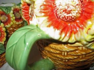 Susan Winget Meadows 3 Pc Teapot Creamer & Sugar Bowl Set Sunflowers