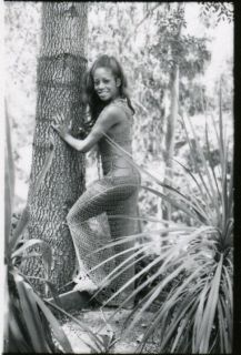 1960s McQueeney Photo Arousing Ebony Pin Up Girl in The Woods by Tree