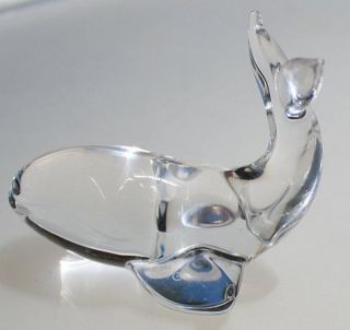 Weighted Val St Lambert Beautiful Crystal Whale de Sorss Signed
