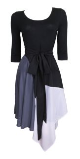 Black White Grey Asymmetrical Day Dress Tempest Size 10/12 New