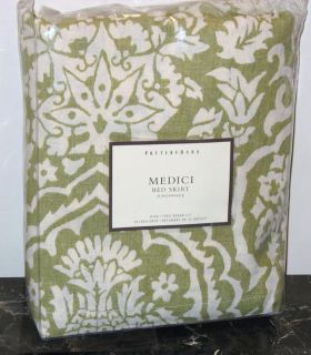Pottery Barn Medici King Bedskirt Sprout Green NIP