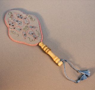 Exquisite Hand Embroidered Fan for A 12 French Fashion