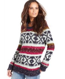 Free People Sweater, Long Sleeve Mixed Knit Cardigan   Womens Sweaters