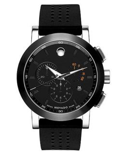 Movado Watch, Mens Swiss Museum Sport Chronograph Black Perforated
