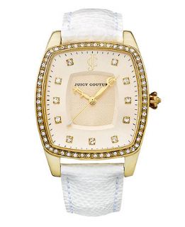 Juicy Couture Watch, Womens Beau White Leather Strap 32x44mm 1900978