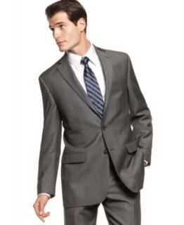 Calvin Klein Jacket, Grey Herringbone 100% Wool Slim Fit Blazer   Mens