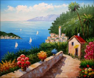 Museum Q Hand Painted Oil Painting Mediterranean Side Villas
