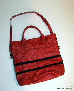 Melie Bianco Foldover Covertible Bag, Purse,Textured Leather Zippers