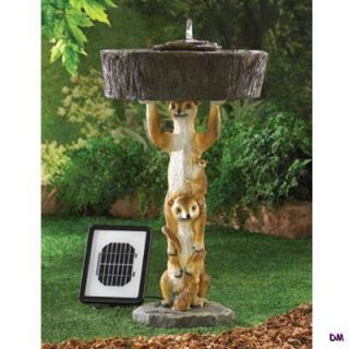 Playful Meerkats Solar Water Fountain Garden Statue Solar Panel, Pump