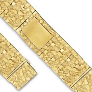 Mens Nugget ID Plate Bracelet In 10K SOLID Yellow Gold  8.50 38.5mm
