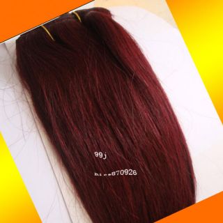 18 26 Real Human Hair Straight Weft 99J Red Wine Color 100g Width