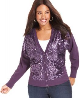 Charter Club Plus Size Long Sleeve Sequin Cardigan & Lace Pencil Skirt