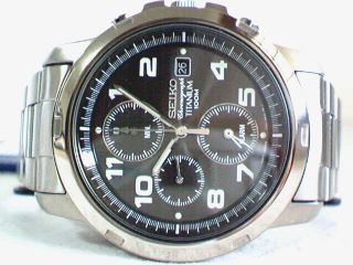 Seiko Mens Titanium Chronograph 100M Black Watch SNA113
