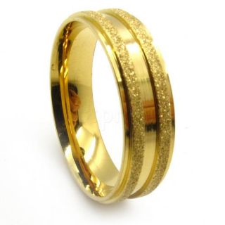 Mens Gold Wedding Finger Ring Stainless Steel New Gift Chain