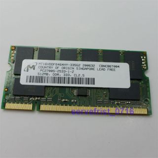 New 512MB PC2700 DDR333 333MHz 200pin DDR1 SODIMM Laptop RAM Memory