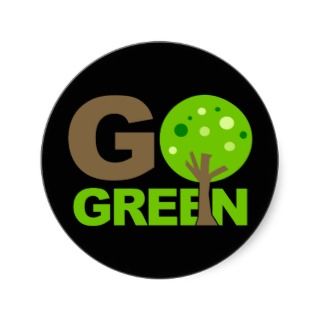 Go Green Tree Recycle Round Stickers