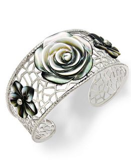 Sterling Silver Bracelet, Cultured Tahitian Mother of Pearl Flower