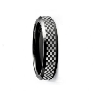 Envyj Tungsten Carbide Men 6mm Black Wedding Band Ring NV01A Size 9 10