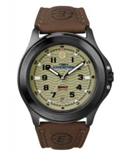 Timex Watch, Mens Expedition Metal Field Brown Leather Strap T47012UM